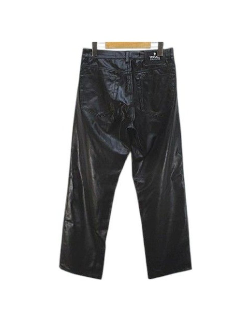 Versace Jeans Couture Long Length Leather Style Straight Pants /44 Black 30 - Picture 2 of 7